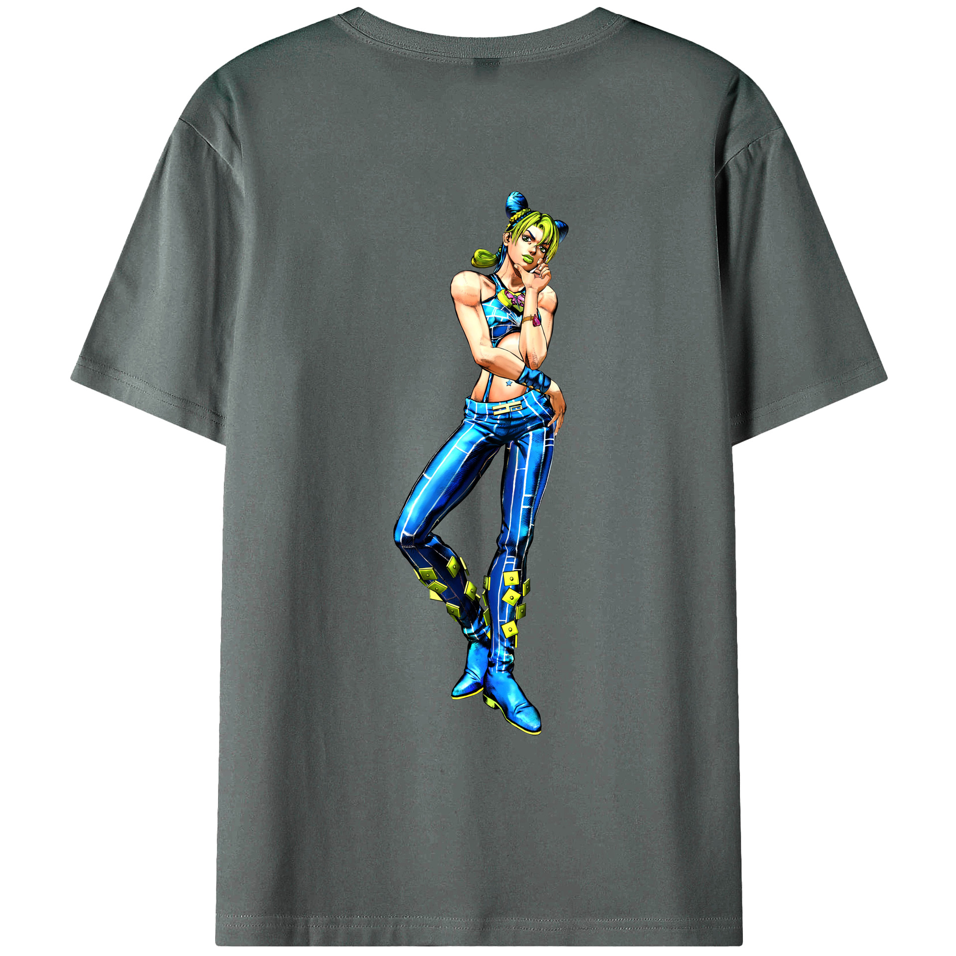 （画像用） "ジョジョの奇妙な冒険 くうじょう ジョリーン JoJo's Bizarre Adventure Jolyne Cujoh " 綿100％ メンズ半袖Tシャツ（バックプリント） 通気性